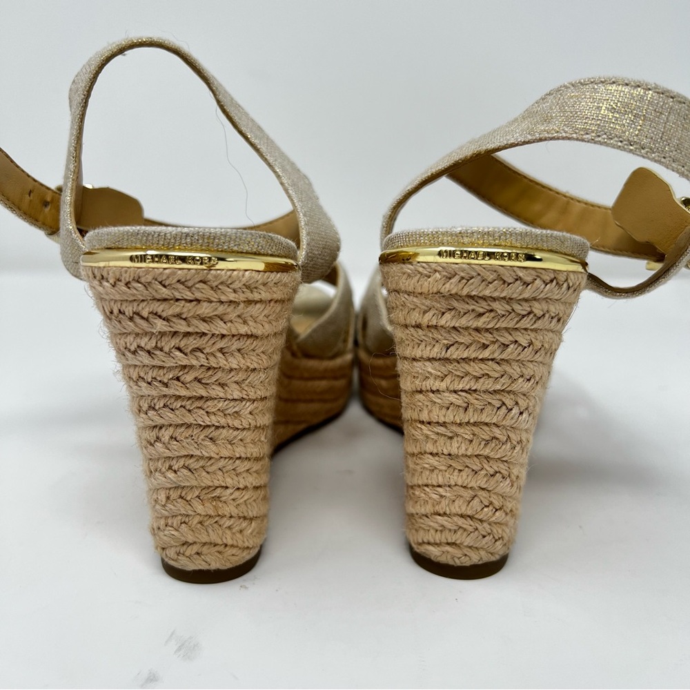 Michael Kors Gold and Tan Wedge Sandals - Picture 5 of 8